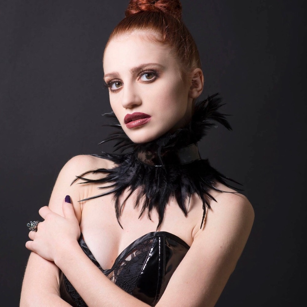 Black Feather Neck Piece Choker Costume Goth Dark